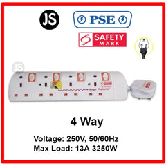 2/3/4/5/6 Way Orange Extension Socket (2, 3, 6 Meters) Surge Protection and Singapore Safety Mark