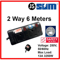 SUM 2/3/4/5 WAY Black Safety Extension Socket (0.5, 1, 2, 3, 6, 10 Meters) Singapore Safety Mark