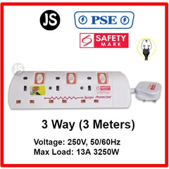 2/3/4/5/6 Way Orange Extension Socket (2, 3, 6 Meters) Surge Protection and Singapore Safety Mark