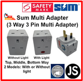 SUM Multi Adapter (SUM 3 Way 3 Pin Multi Adaptor) With Safety Mark