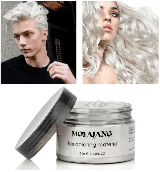 Color Hair Wax Styling Pomade Silver Grandma Grey Temporary Hair Dye Disposable Fashion Molding Coloring Mud Cream - JStore SG