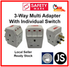 3 Way Multi-Adapter with Individual Switch (With Safety Mark)