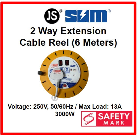 Image of SUM 2 Way Extension Cable Reel (5, 6 & 9 Meters) With Safety Mark