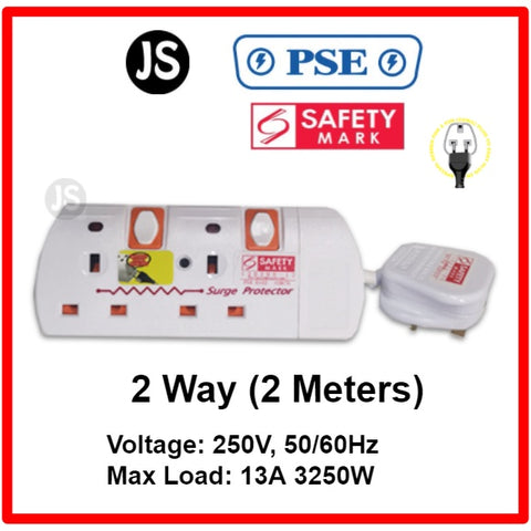 2/3/4/5/6 Way Orange Extension Socket (2, 3, 6 Meters) Surge Protection and Singapore Safety Mark