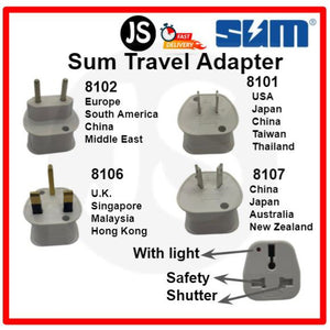 Sum Travel Adapter (4 Version Suitable for most countries)