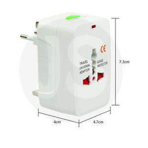 All in one universal travel adaptor without or with 2 usb & surge protector (White/Black)