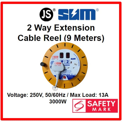 Image of SUM 2 Way Extension Cable Reel (5, 6 & 9 Meters) With Safety Mark