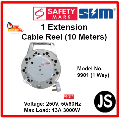 Image of 1 & 2 Way Extension Cable Reel (6 & 10 Meters) With Singapore Safety Mark