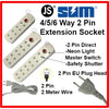4/5/6 Way 2 Pin Extension Socket with 2 pin plug head (2 Meter)