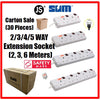 [Carton Sales 30 pieces] SUM 2/3/4/5 WAY Extension Socket (2, 3, 6 Meters)