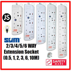 2/3/4/5/6 Gang Extension Socket with Singapore Safety Mark (0.5, 1, 2, 3, 6 & 10 Meters)