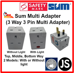 SUM Multi Adapter (SUM 3 Way 3 Pin Multi Adaptor) With Safety Mark