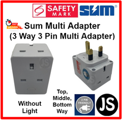 SUM Multi Adapter (SUM 3 Way 3 Pin Multi Adaptor) With Safety Mark