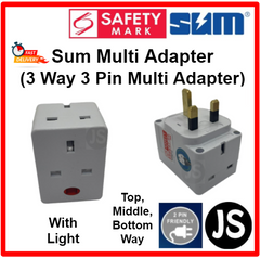 SUM Multi Adapter (SUM 3 Way 3 Pin Multi Adaptor) With Safety Mark