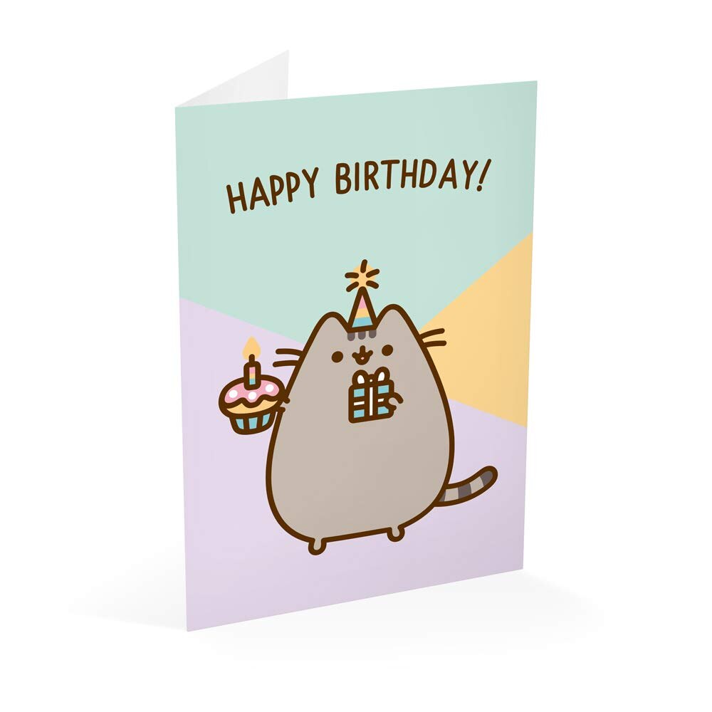 Pusheen Greeting Card Birthday with Cupcake and Gift